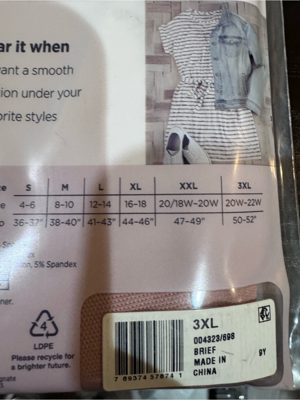 Jockey Essentials High-Waist Core Body Smoothing Brief - Pink 3XL - Picture 6 of 7